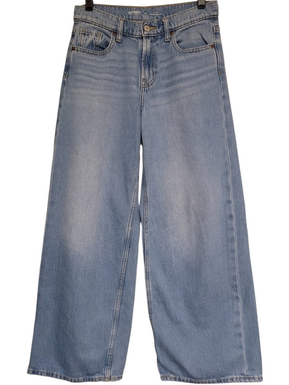 Old Navy Baggy Wide Le×g Womens Jeans Size 0, Measures 28x28 Mid Rise Light Wash
